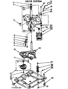 Drive System parts for Kenmore Washer 110.74762200 (11074762200, 110 74762200) from AppliancePartsPros.com