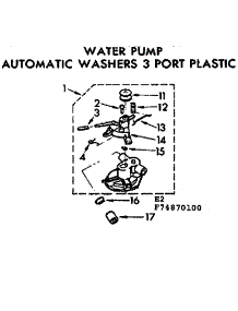 Water Pump Automatic Washers 3 Port Plastic parts for Kenmore Washer 110.74870100 (11074870100, 110 74870100) from AppliancePartsPros.com
