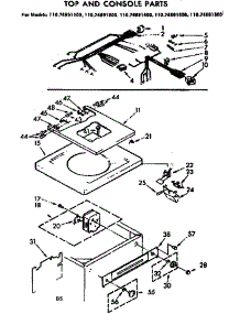 Top And Console Parts parts for Kenmore Washer 110.74891200 (11074891200, 110 74891200) from AppliancePartsPros.com