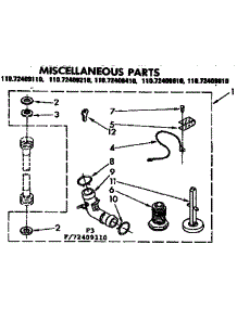 Miscellaneous Parts parts for Kenmore Washer 110.72409810 (11072409810, 110 72409810) from AppliancePartsPros.com
