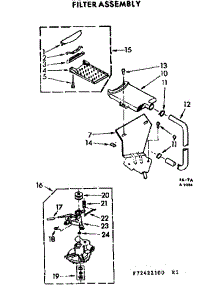 Filter Asm parts for Kenmore Washer 110.72422100 (11072422100, 110 72422100) from AppliancePartsPros.com