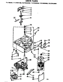Drive Parts parts for Kenmore Washer 110.72423400 (11072423400, 110 72423400) from AppliancePartsPros.com