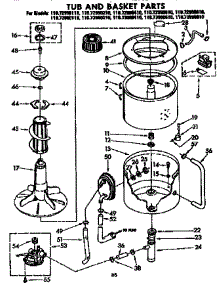 Tub And Basket Parts parts for Kenmore Washer 110.73990110 (11073990110, 110 73990110) from AppliancePartsPros.com