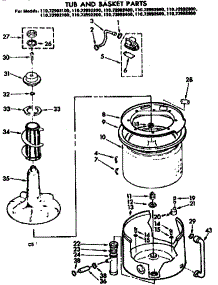 Tub And Basket Parts parts for Kenmore Washer 110.73992600 (11073992600, 110 73992600) from AppliancePartsPros.com