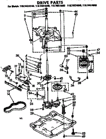 Drive Parts parts for Kenmore Washer 110.74414140 (11074414140, 110 74414140) from AppliancePartsPros.com
