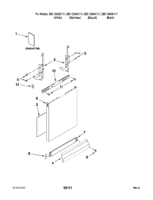 Door And Panel Parts parts for Kenmore Dishwasher 665.13043K111 (66513043K111, 665 13043K111) from AppliancePartsPros.com
