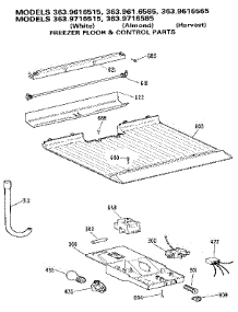 Freezer Floor & Control parts for Kenmore Refrigerator 363.9616585 (3639616585, 363 9616585) from AppliancePartsPros.com