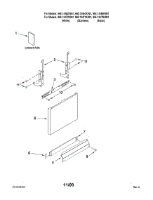 Door And Panel Parts parts for Kenmore Dishwasher 665.13463K901 (66513463K901, 665 13463K901) from AppliancePartsPros.com