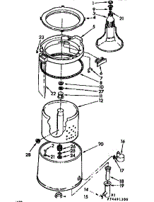 Tub & Basket Assembly parts for Kenmore Washer 110.74491100 (11074491100, 110 74491100) from AppliancePartsPros.com
