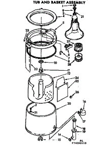 Tub & Basket Assembly parts for Kenmore Washer 110.74590110 (11074590110, 110 74590110) from AppliancePartsPros.com