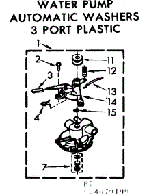 Water Pump Automatic Washers 3 Port Plastic parts for Kenmore Washer 110.74670100 (11074670100, 110 74670100) from AppliancePartsPros.com