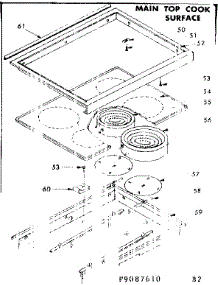 Main Top Cook Surface parts for Kenmore Range 628.9087610 (6289087610, 628 9087610) from AppliancePartsPros.com