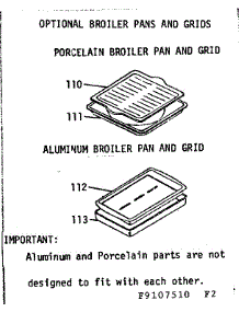 Optional Broiler Pans And Grids parts for Kenmore Cooktop 628.9107510 (6289107510, 628 9107510) from AppliancePartsPros.com