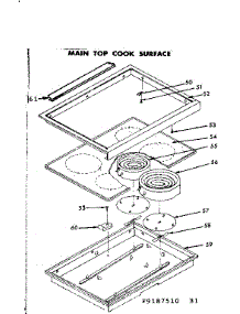 Main Top Cook Surface parts for Kenmore Range 628.9187510 (6289187510, 628 9187510) from AppliancePartsPros.com