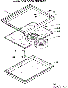 Main Top Cook Surface parts for Kenmore Range 628.9377710 (6289377710, 628 9377710) from AppliancePartsPros.com
