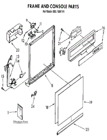 Frame And Console parts for Kenmore Dishwasher 665.1691191 (6651691191, 665 1691191) from AppliancePartsPros.com