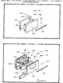 Oven Door Section parts for Kenmore Range 911.6258010 (9116258010, 911 6258010) from AppliancePartsPros.com
