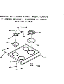 Main Top Section parts for Kenmore Range 911.6258211 (9116258211, 911 6258211) from AppliancePartsPros.com
