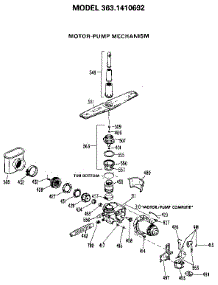 Motor Pump Mechanism parts for Kenmore Dishwasher 363.1410692 (3631410692, 363 1410692) from AppliancePartsPros.com