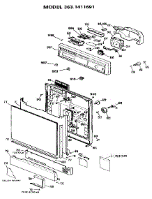 Escutcheon And Door parts for Kenmore Dishwasher 363.1411691 (3631411691, 363 1411691) from AppliancePartsPros.com