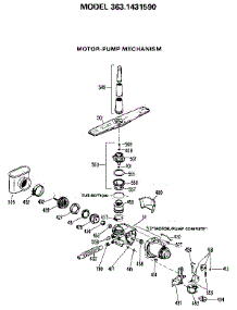 Pump And Motor parts for Kenmore Dishwasher 363.1431590 (3631431590, 363 1431590) from AppliancePartsPros.com