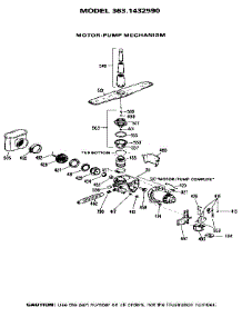Motor-Pump Mechanism parts for Kenmore Dishwasher 363.1432590 (3631432590, 363 1432590) from AppliancePartsPros.com