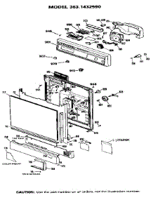 Escutcheon And Door parts for Kenmore Dishwasher 363.1432590 (3631432590, 363 1432590) from AppliancePartsPros.com