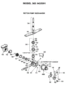 Motor-Pump Mechanism parts for Kenmore Dishwasher 363.1432591 (3631432591, 363 1432591) from AppliancePartsPros.com