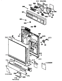 Escutcheon And Door parts for Kenmore Dishwasher 363.1435196 (3631435196, 363 1435196) from AppliancePartsPros.com