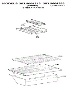 Shelf parts for Kenmore Refrigerator 363.9664218 (3639664218, 363 9664218) from AppliancePartsPros.com