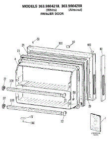 Freezer Door parts for Kenmore Refrigerator 363.9664218 (3639664218, 363 9664218) from AppliancePartsPros.com