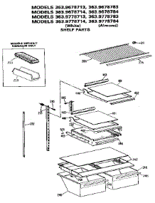 Shelf parts for Kenmore Refrigerator 363.9678713 (3639678713, 363 9678713) from AppliancePartsPros.com