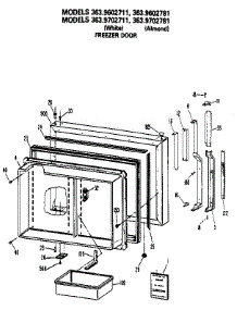 Freezer Door parts for Kenmore Refrigerator 363.9702781 (3639702781, 363 9702781) from AppliancePartsPros.com