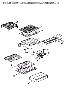 Cabinet parts for Kenmore Refrigerator 253.9335160 (2539335160, 253 9335160) from AppliancePartsPros.com