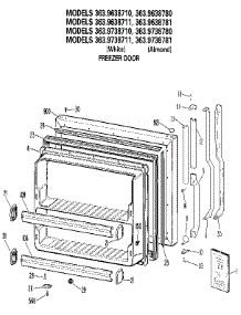 Freezer Door parts for Kenmore Refrigerator 363.9638780 (3639638780, 363 9638780) from AppliancePartsPros.com