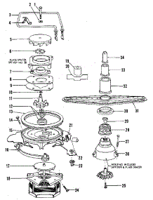 Motor, Heater, And Spray Arm parts for Kenmore Dishwasher 587.1404980 (5871404980, 587 1404980) from AppliancePartsPros.com