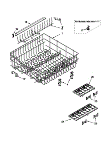 Upper Rack And Track parts for Kenmore Dishwasher 665.16919001 (66516919001, 665 16919001) from AppliancePartsPros.com