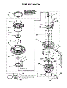 Pump And Motor parts for Kenmore Dishwasher 665.16964992 (66516964992, 665 16964992) from AppliancePartsPros.com
