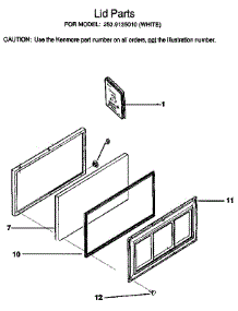 Lid parts for Kenmore Freezer 253.9135010 (2539135010, 253 9135010) from AppliancePartsPros.com