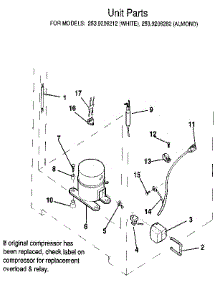 Unit Parts parts for Kenmore Freezer 253.9206212 (2539206212, 253 9206212) from AppliancePartsPros.com