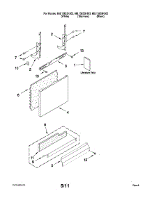 Door And Panel Parts parts for Kenmore Dishwasher 665.13632K903 (66513632K903, 665 13632K903) from AppliancePartsPros.com