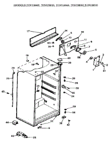 Cabinet parts for Kenmore Refrigerator 253.9338000 (2539338000, 253 9338000) from AppliancePartsPros.com