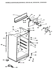 Cabinet parts for Kenmore Refrigerator 253.9338100 (2539338100, 253 9338100) from AppliancePartsPros.com