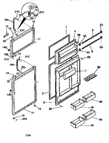 Doors parts for Kenmore Refrigerator 253.9768382 (2539768382, 253 9768382) from AppliancePartsPros.com
