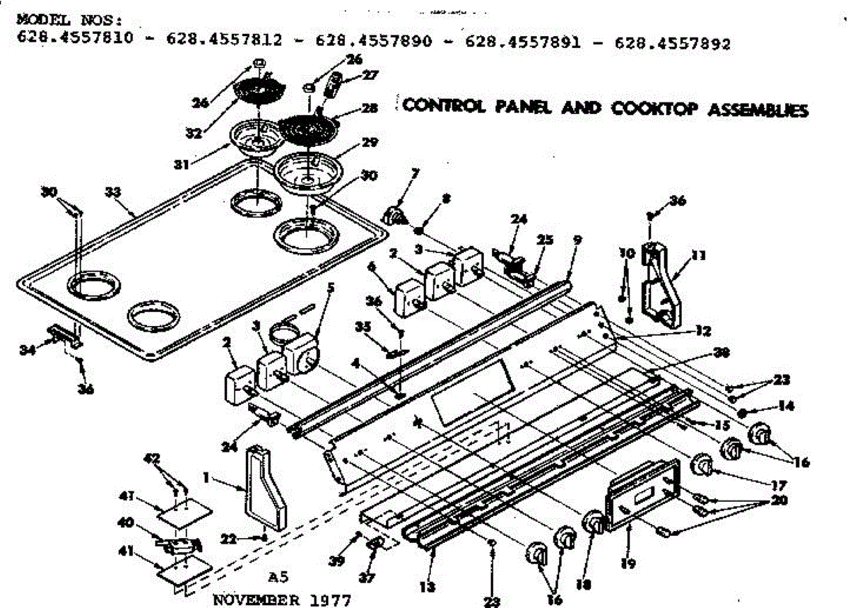 Parts for Kenmore 628.4557812 (6284557812, 628 4557812): Control Panel ...