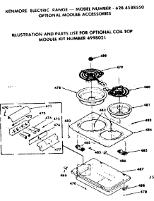 Optional Coil Top Module Kit parts for Kenmore Range 628.4588550 (6284588550, 628 4588550) from AppliancePartsPros.com