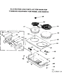 Main Top parts for Kenmore Range 628.4588550 (6284588550, 628 4588550) from AppliancePartsPros.com