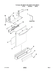 Door And Panel Parts parts for Kenmore Dishwasher 665.14062K010 (66514062K010, 665 14062K010) from AppliancePartsPros.com