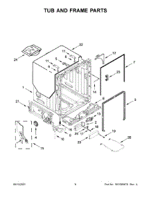 Tub And Frame Parts parts for Kenmore Dishwasher 665.14162L120 (66514162L120, 665 14162L120) from AppliancePartsPros.com