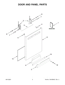 Door And Panel Parts parts for Kenmore Dishwasher 665.14169L120 (66514169L120, 665 14169L120) from AppliancePartsPros.com